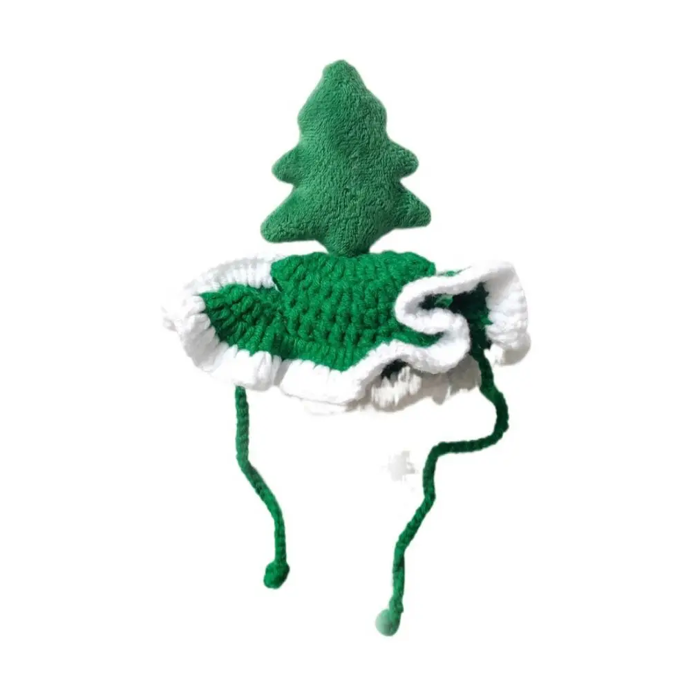 Cartoon Christmas Tree Pet Headgear Santa Claus Handmade Pet Knitted Headwear Deer Adjustable Dog Costume Hat for Cats Puppy