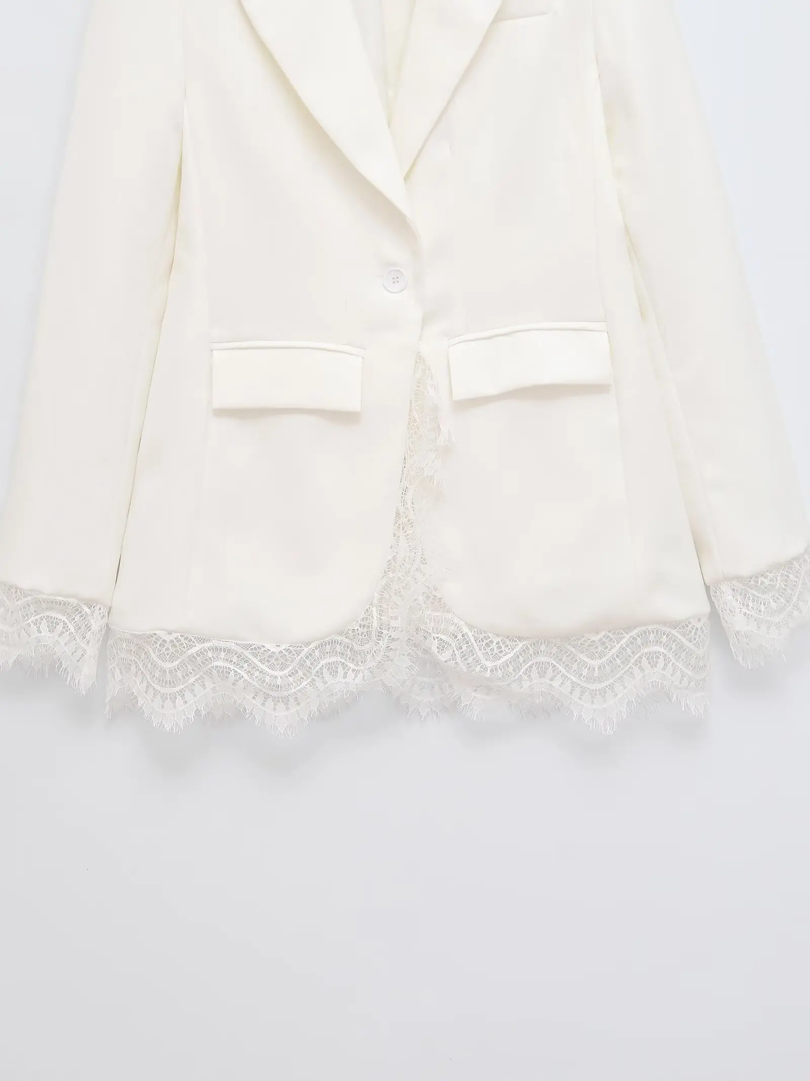 KONDALA Damen-Pendler-Blazer mit Spitzenbesatz, elegant für Dinner, Cocktailparty, schmal geschnitten, 2026 Frühherbst, trendiger High-Street-Blazer – Detail 8