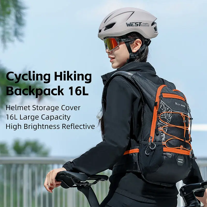 

16L Professional Cycling Backpack Unisex Oxford Fabric Durable Curved Shoulder Strap for Hiking Sports Travel Bike Riding