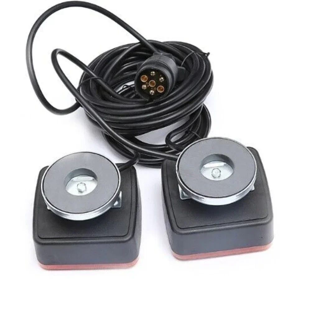 2PCS Magnetic 12V Towing Trailer Rear Tail Board Light 10m Cable 7 Pin Universal Brake Stop License Number Plate Lamp Waterproof