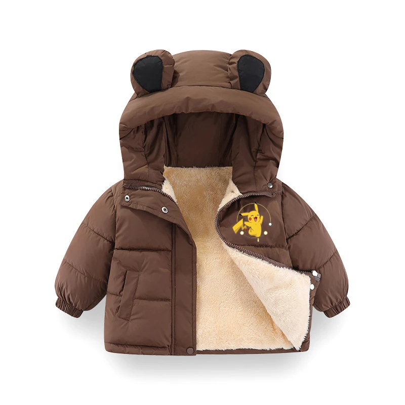 معاطف سترة مبطنة بالقطن للأطفال من عمر 1-7 سنوات للأولاد والبنات والأطفال الكبار سترة واقية سميكة ودافئة بقلنسوة مع حواف من الفرو في سن المراهقة #4