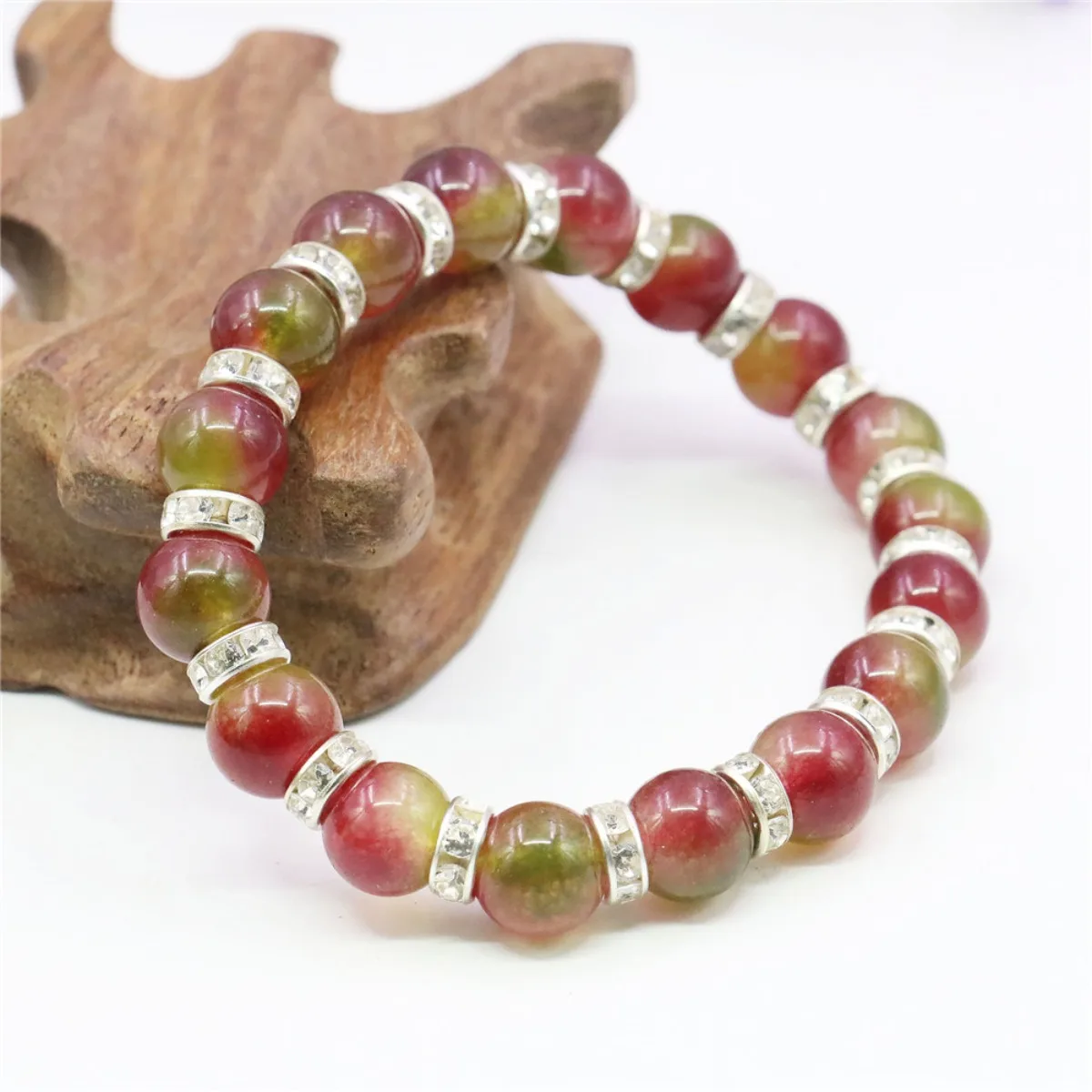 10mm Round Prevalent Pink Chalcedony Peach Stone Bracelet/Hand Chain Women Girl Natural Pendant Leisure Cloisonne Accessories