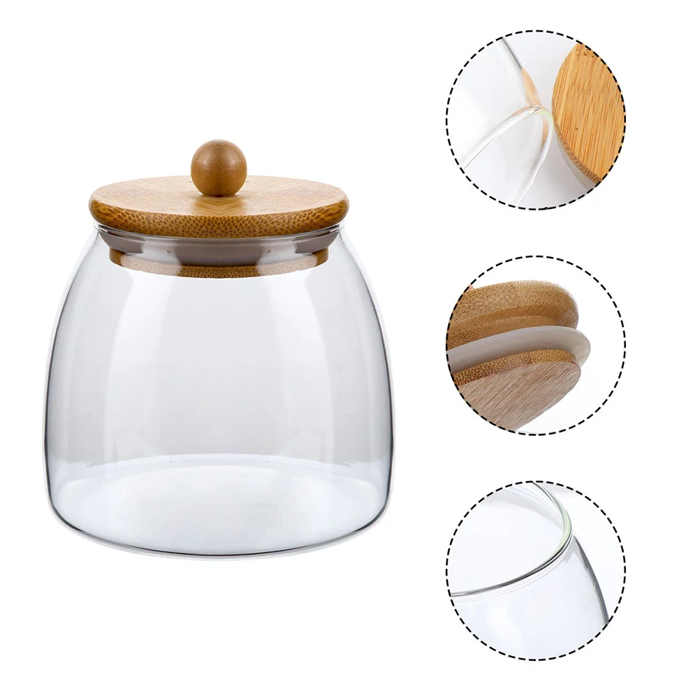 

Lids Wooden Ball Glass Jar Wedding Candy Condiment Storage Cereal Container Oatmeal Jars with