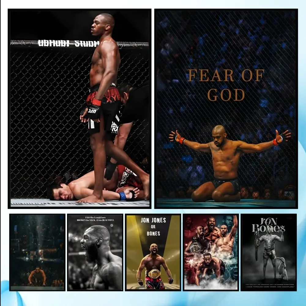 MMA جون جونز الملاكم المشارك الفن جدار غرفة المعيشة المنزلي غرفة نوم بار الديكور الجمالي حائط لوح رسم ديكور الملصقات