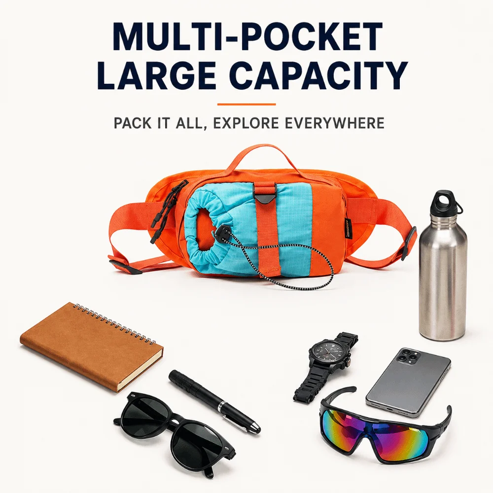 Koreanische Outdoor-Umhängetasche Minimalistisches Design Wasserdichte Unisex-Gürteltasche mit Wasserkocherfach 6 Farben Camping-Schultertasche – Detail 20