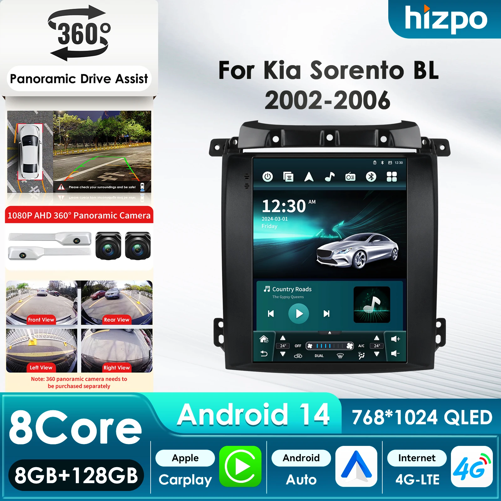 

Интеллектуальный AI-экран 9.7'' в стиле Tesla для Android-мультимедийного плеера Kia Sorento BL 2002-2006 с GPS, Carplay и 4G