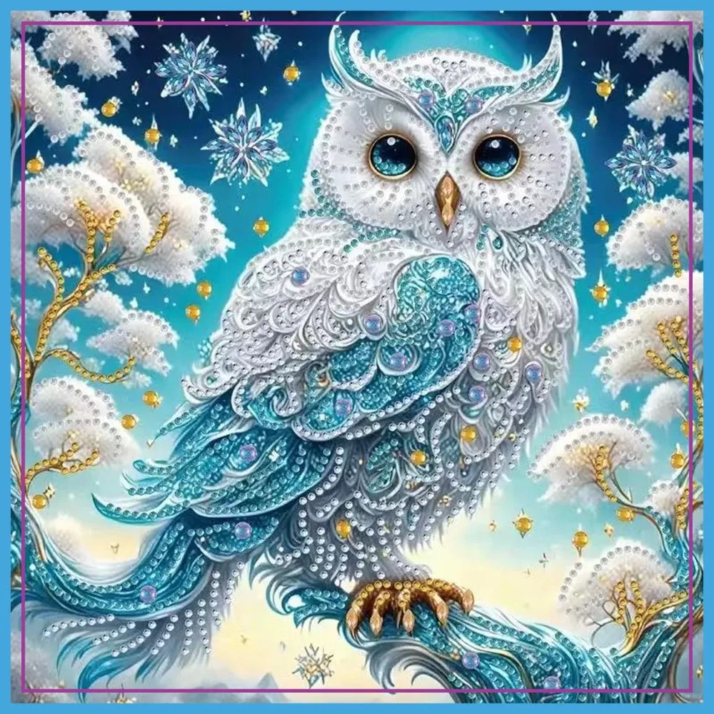 

Special Shape Diamond Art Kits for Adults, 5D Owl Painting Kit, DIY Crystal Rhinestones Home Wall Decor 12x12in