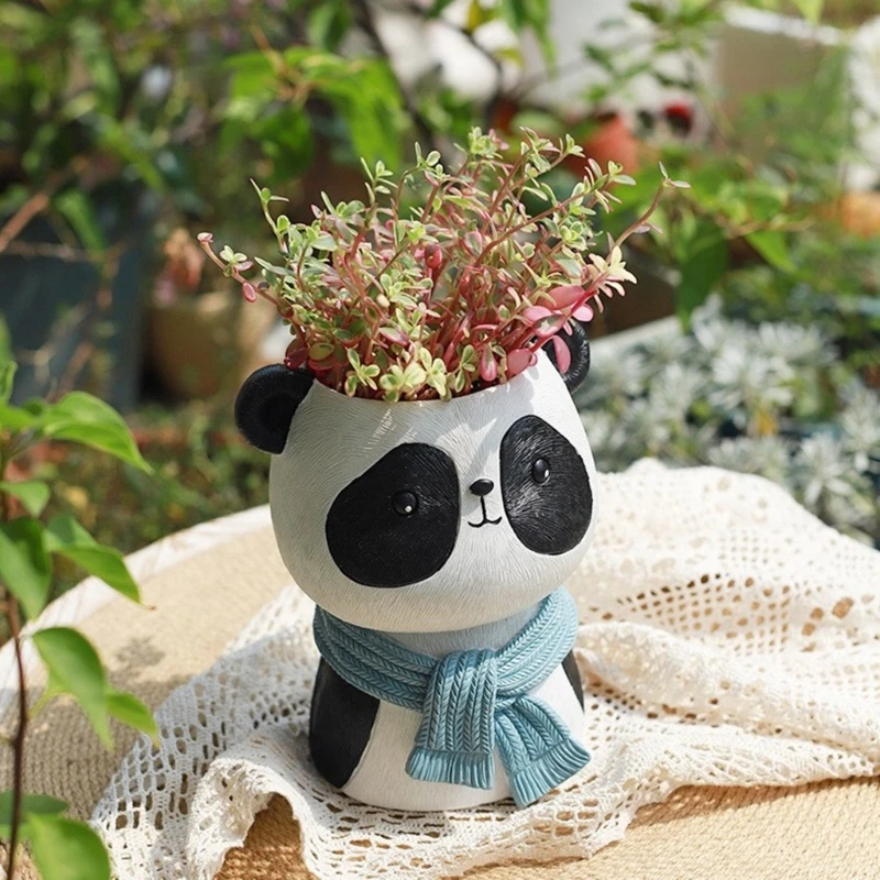 Panda Gips Bloempotten Siliconen Hars Mal Epoxyhars Gietstukken Mallen Decors