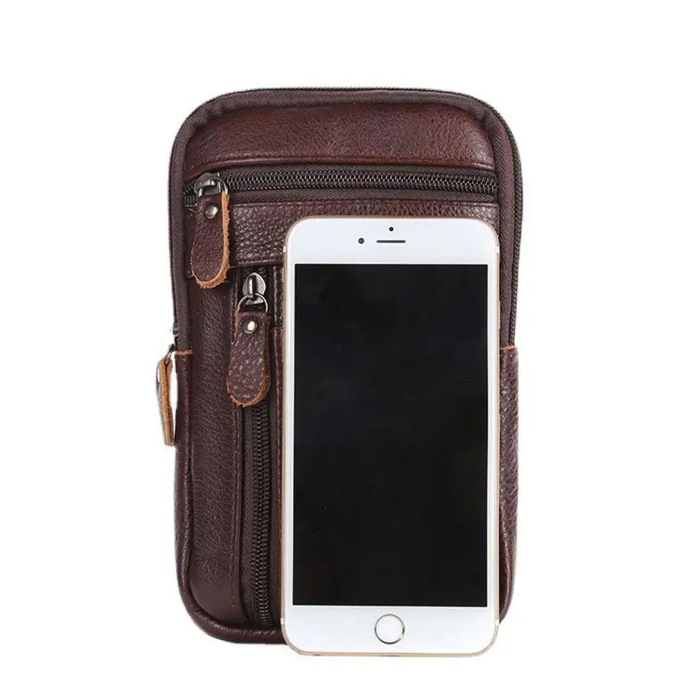 Genuine Leather Crossbody Phone Bag Large Capacity Waterproof Phone Chest Bag Single/Double Layer Charming Messenger Bag