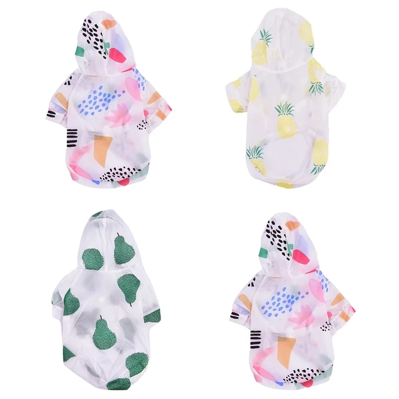 Dog Raincoat Sun-proof Clothing Summer Sun Protection Hoodie Small Dog Clothes Print Poncho For Small Medium Pets Fruit Printing