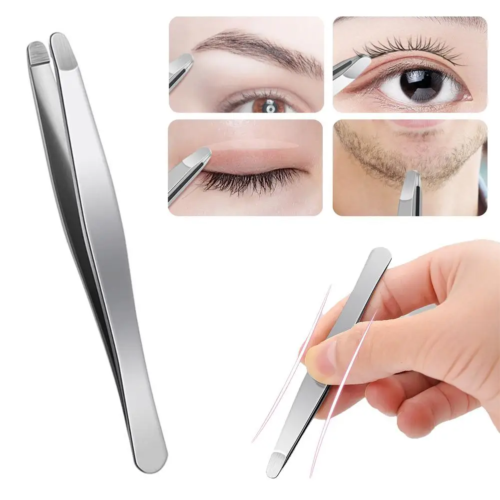2 stücke Edelstahl Augenbraue Pinzette Schräge Augenbraue Clips Haar Entfernung Make-Up Werkzeuge Wimpern Täglichen Bedarfs Schönheit Werkzeug