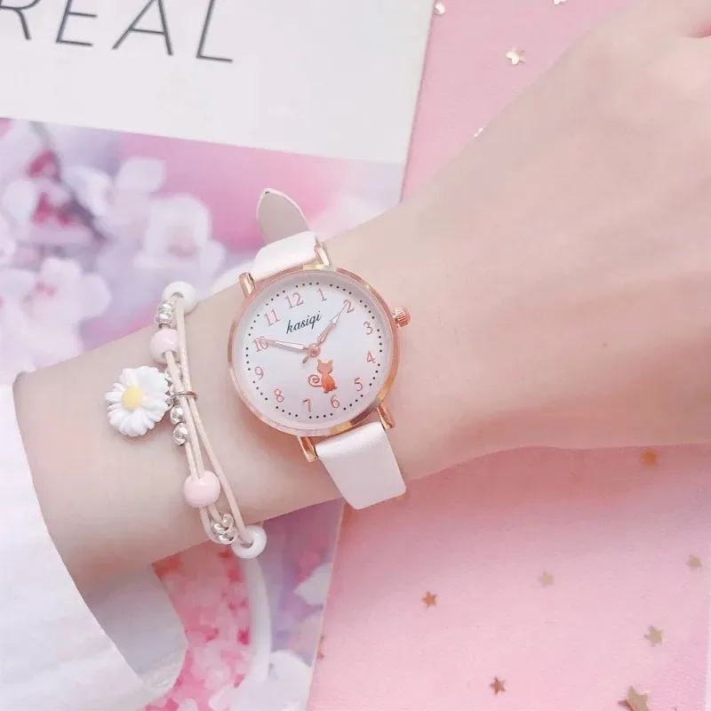 Cute Cat Children Watches Fashion Fall Proof Cartoon Kids Quartz Watch Student Sport Glow Gradient Girls Clock Orologio Donna