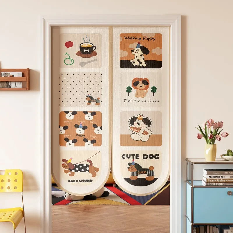 VIKAMA Cute Country Cartoon Door Curtain Farmhouse Floral Print Hanging Room Divider for Kids Children's Bedroom Kitchen Decor
