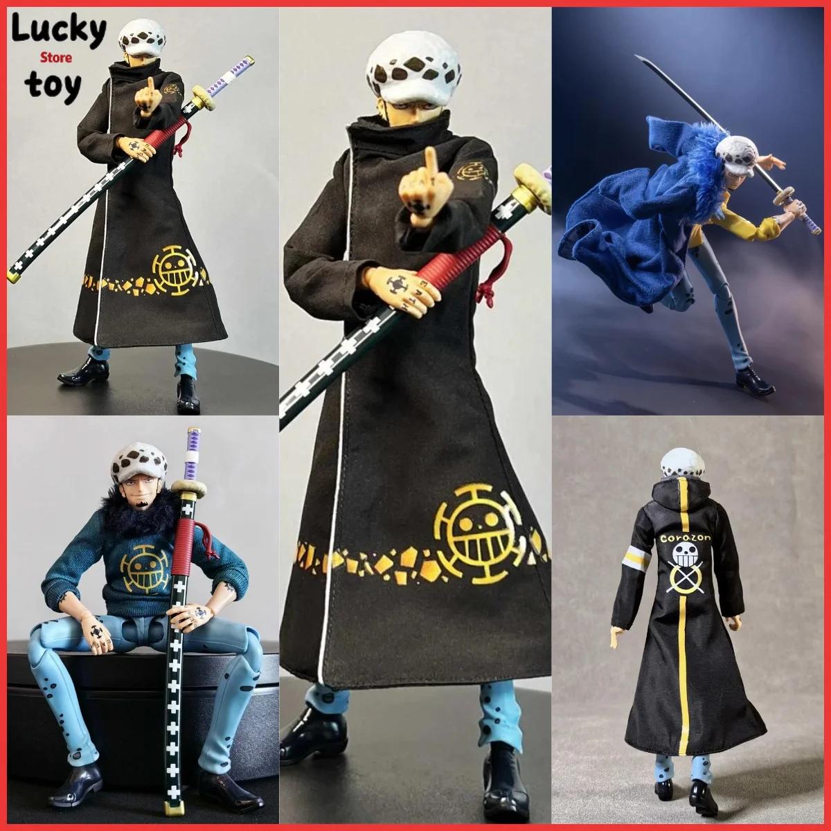 Shf Maßstab 1:12 Robe Pelzkragen Sweatshirt Langer Trenchcoat Blauer Schal Kleidung für 6-Zoll-Körper Puppenzubehör