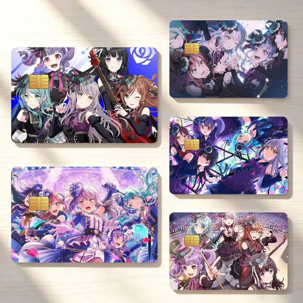 B-BanG Dream Girl Music Credit Card Skin Stickers For Bank Bus Metro Cards Waterproof Anti-Scratch Gift 4PCS