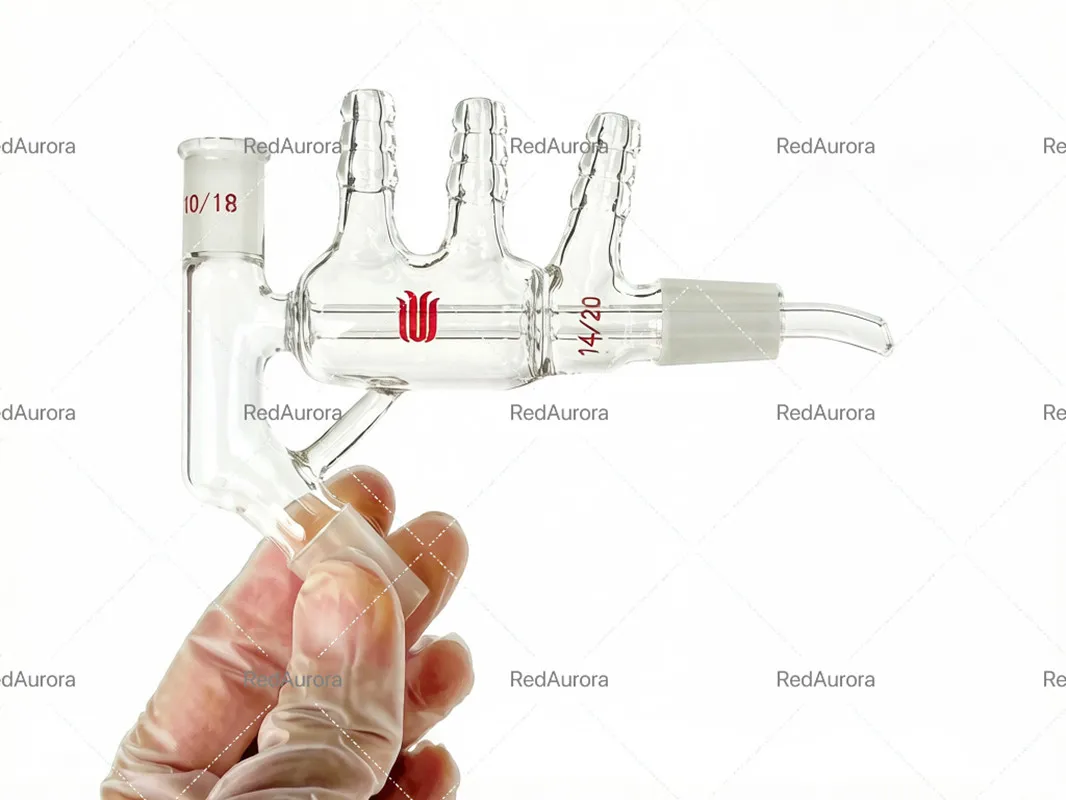 Zdjęcie 4: Mikrodestylator, Prosty Chłodnica, Głowica Destylacyjna, Krótki Ścieżka, Do Rozpuszczalników, Szkło Borokrzemowe, SYNTHWARE