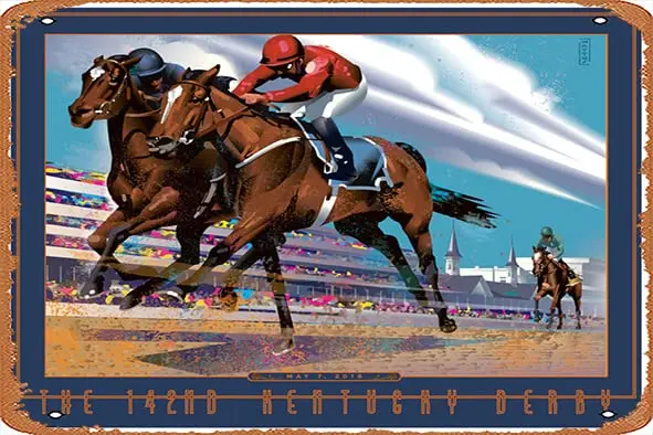 Muecddoa Official Poster of the 2016 Derby Horse Racing Poster (Artist John Mattos) Vintage Metal Signs,Funny Poster Sign Wall A