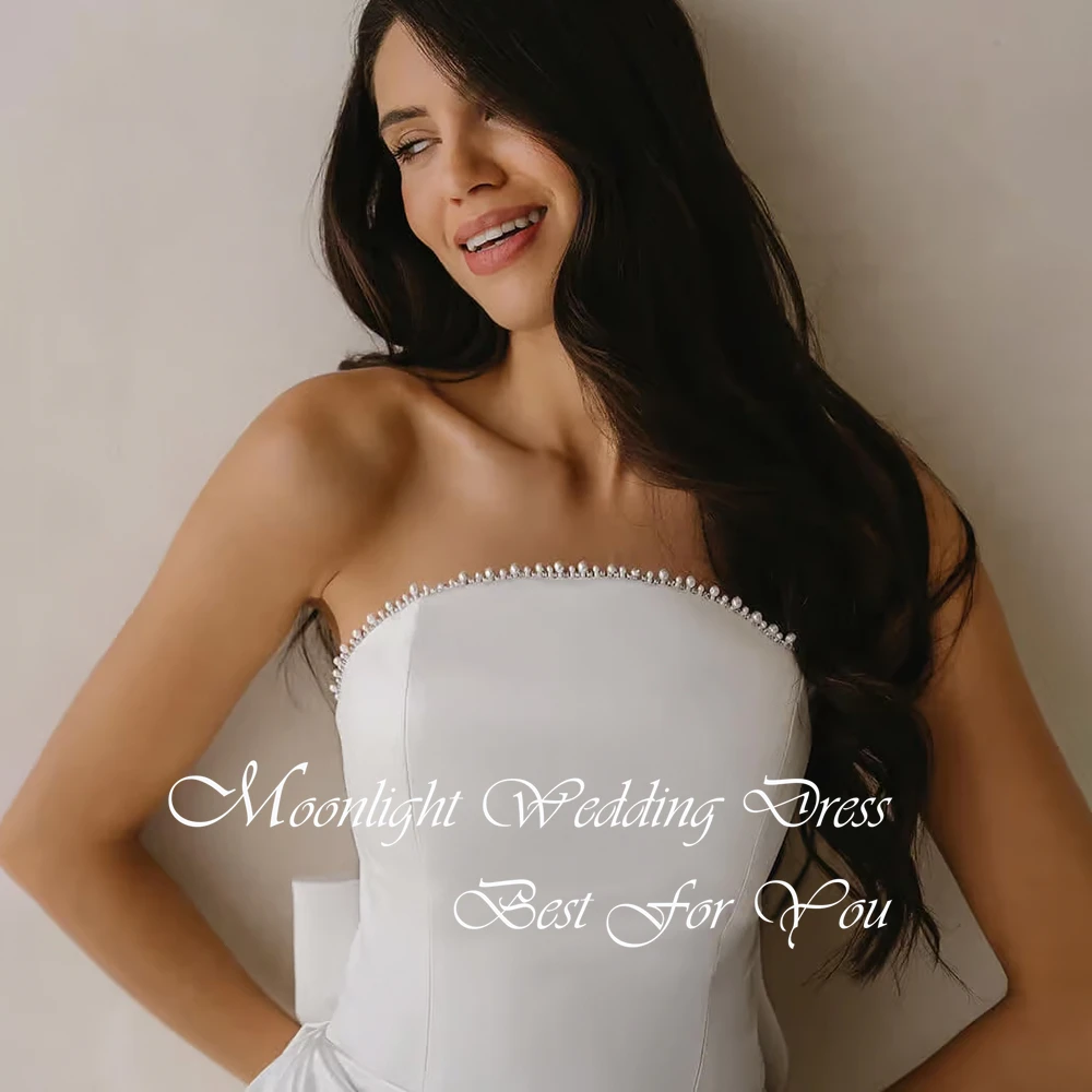 Robe De mariée trapèze festonnée avec nœud élégant, dos ouvert, sans manches, fente haute, boutons, personnalisée, 2026