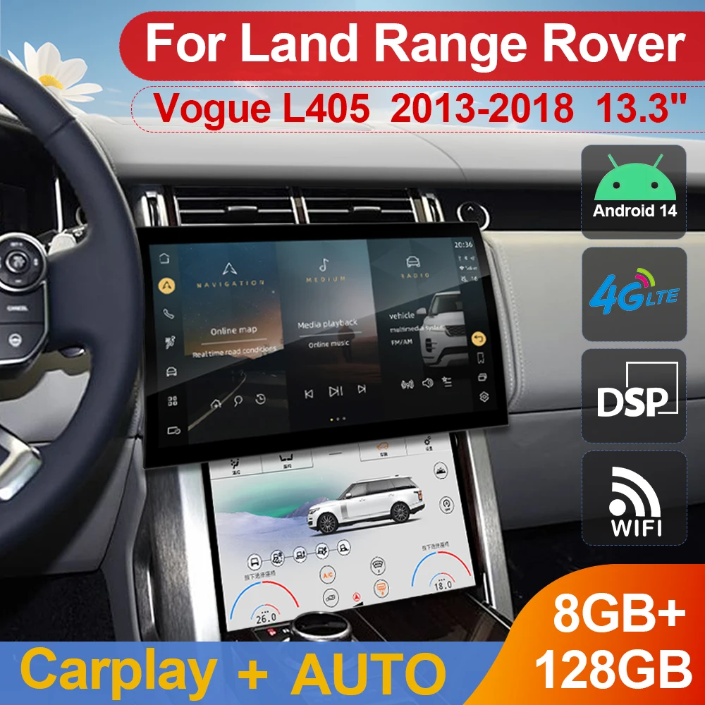 Android 13.3 inch Car Radio Multimedia Player For Range Rover Vogue L405 2013-2018 GPS Navigation Wireless Carplay Auto Stereo