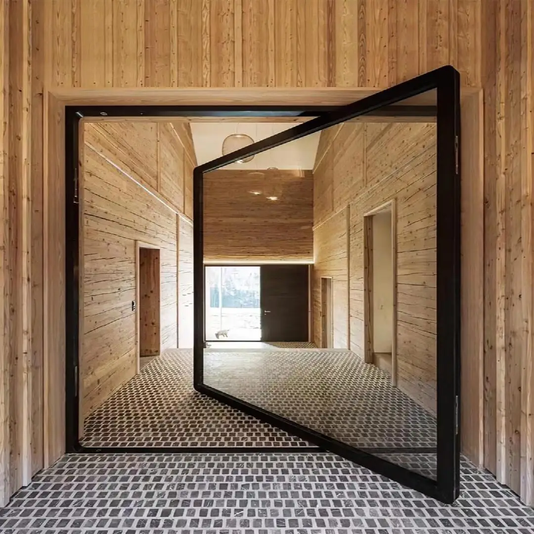 Indoor Large Sized Aluminum Frame Tempered Glass Revolving Door Multi Angle Rotation Pivot Doors Heavy Duty Partition Doors