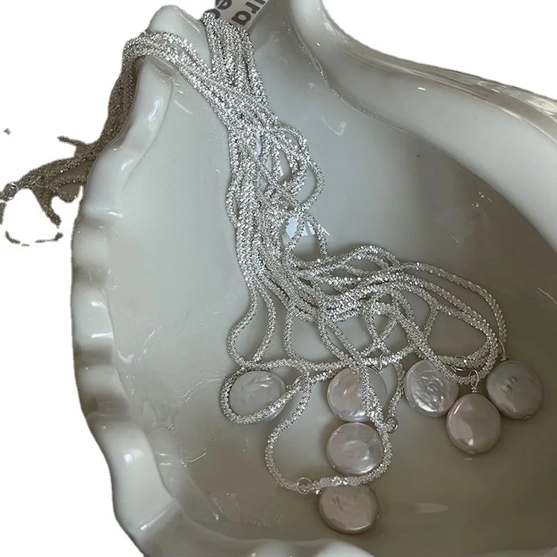 PANJBJ 925 فضة غير النظامية قلادة من الصدف للنساء بساطتها تصميم الأزياء الاتجاه الحلو مجوهرات هدية دروبشيبينغ