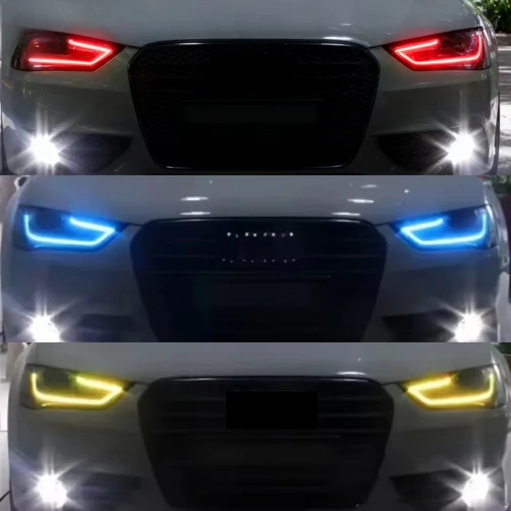 APP-Controlled 12V RGB LED DRL Module Boards for Audi A4 S4 B8 2013-2016 Xenon Headlight Car Accessory Retrofit Upgrade