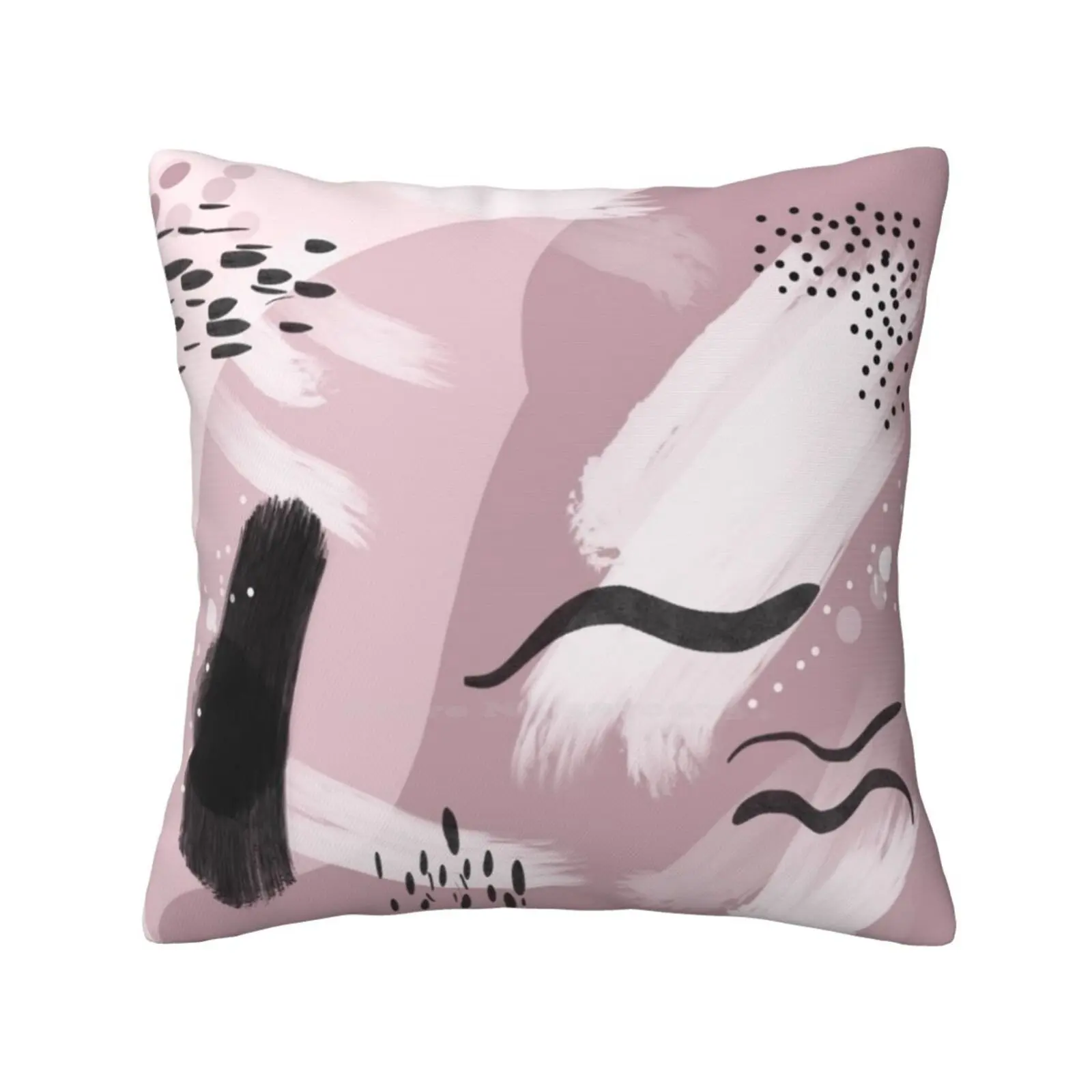 Modern Abstract Artwork. Pink , Black And White Throw Cushion Pillow Cover Abstract Contemporary Retro Simplistic Modernist