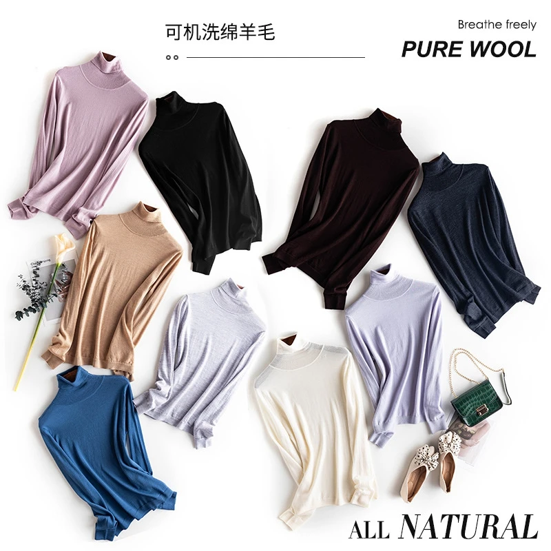 washable wool pullover women turtleneck sweater fashion tops autumn womens clothing elegant knit sweaters ladies top long sleeve