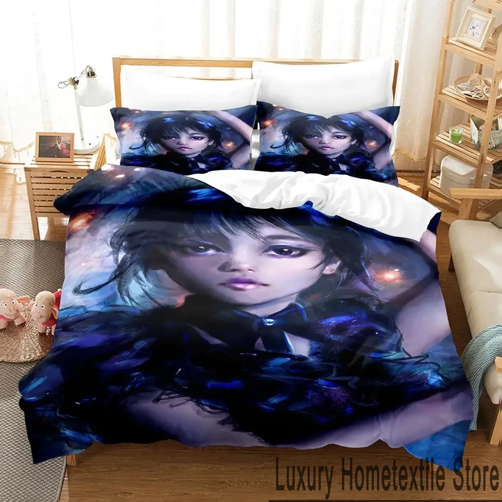 

3D Print Wednesday Addams Bedding Set Boys Girls Twin Queen King Size Duvet Cover Pillowcase Bed boys Adult Home Textileextile