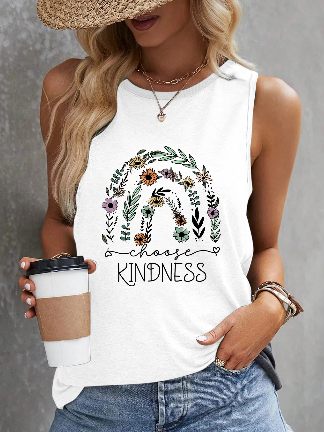 

Floral Print Tank Top Sleeveless Casual Top For Summer & Spring Women's Clothing