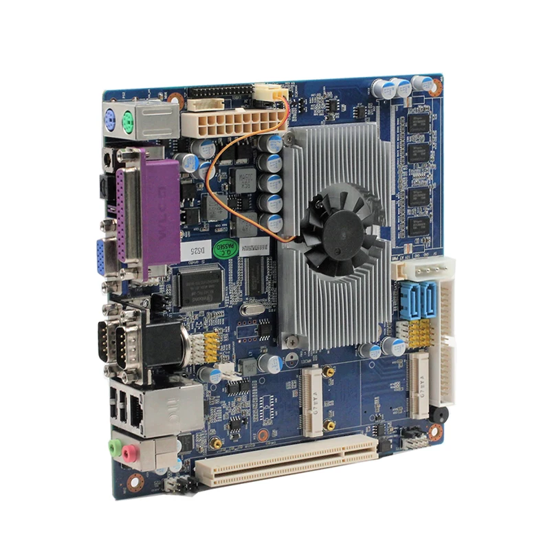 Piesia Industrial Mini Itx Mainboard With CPU Intel Atom D525 + ICH8 DDR3 VGA LVDS 6COM MSATA 6USB DC12V/ATX20PIN 17*17CM