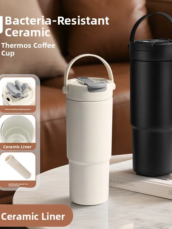 

Cerc Внутренняя крышка Термочашка Высокая емкость Портативная автомобильная кофейная чашка Спортивная бутылка для воды для женщин Ele Design Большой размер