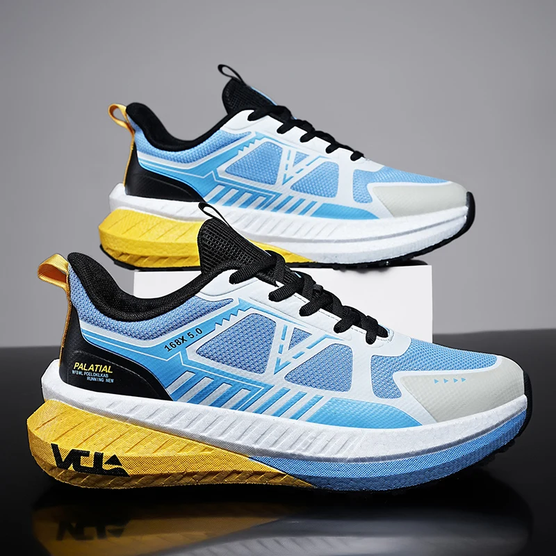 

Sports and leisure shoes, men's shoes, marathon oversized air cushioned shoes, fly woven all season rubber, wear-resistant, anti