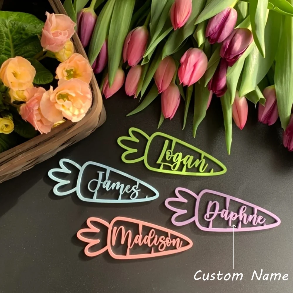 Customized Name Nameplate for Girls Personalized Acrylic Name Clip Women Accessories Birthday Gifts Carrot Shaped Accessories