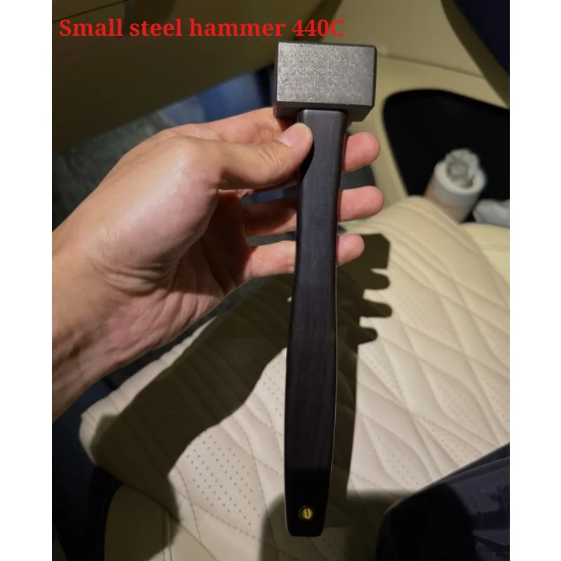 Square Hammer 440C Steel CNC Chamfered Blackened Stonewashed with Ebony Handle Hand Striking Tool