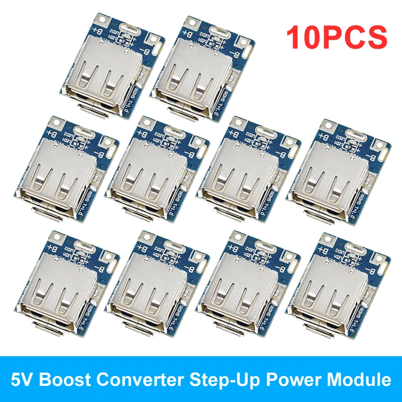 5 Pezzi Convertitore Boost 5V 1A Con Protezione Batteria – Modulo Step-Up Per Li-ion 3.7-4.2V