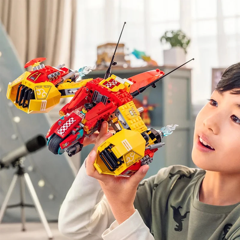 11541pcs Monkie Kid Series Cloud Jet Building Blocks Dronecopter Aircraft Speed Motorbike Bricks Toys For Children Boys Gifts