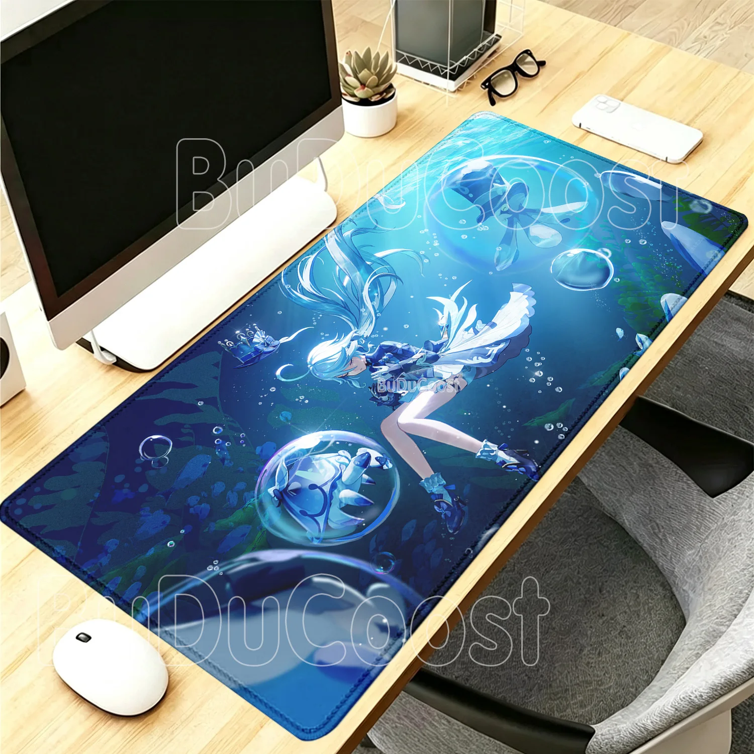 Furina Genshin Impact Mousepad Office Anime Kawaii Girl Desk Mat Keyboard Office Mouse Pad HD Printing Mice Mat Non-slip Carpet view 2