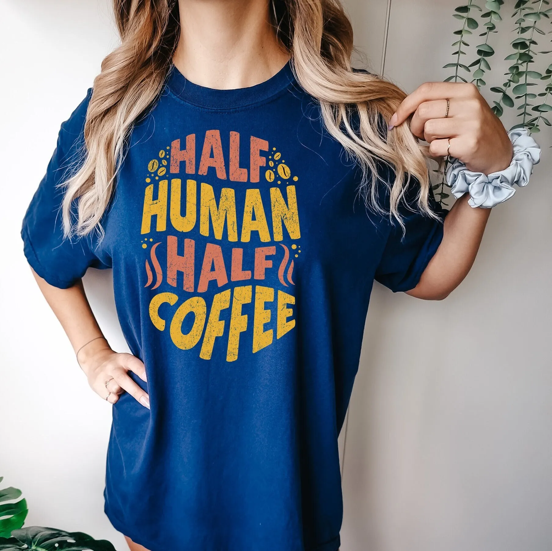 

Футболка с половиной человеческого кофе для любителей негабаритных любовников, милые забавные