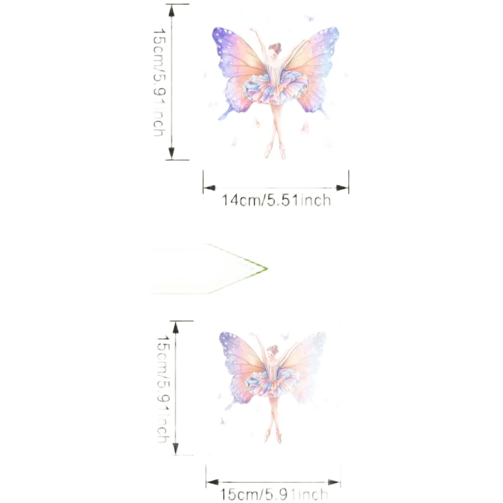 Fluorescent Ballet Fairy and Butterfly Wall Sticker for Girls Room Glow in the Dark Decal 14x15cm 15x15cm Green PVC