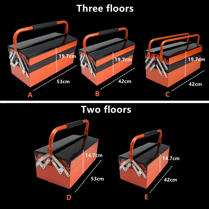 New Iron Toolbox Suitcase Tools Box Professional Repair Tool Organizer Three-layer Portable Household Car Folding Large Storage