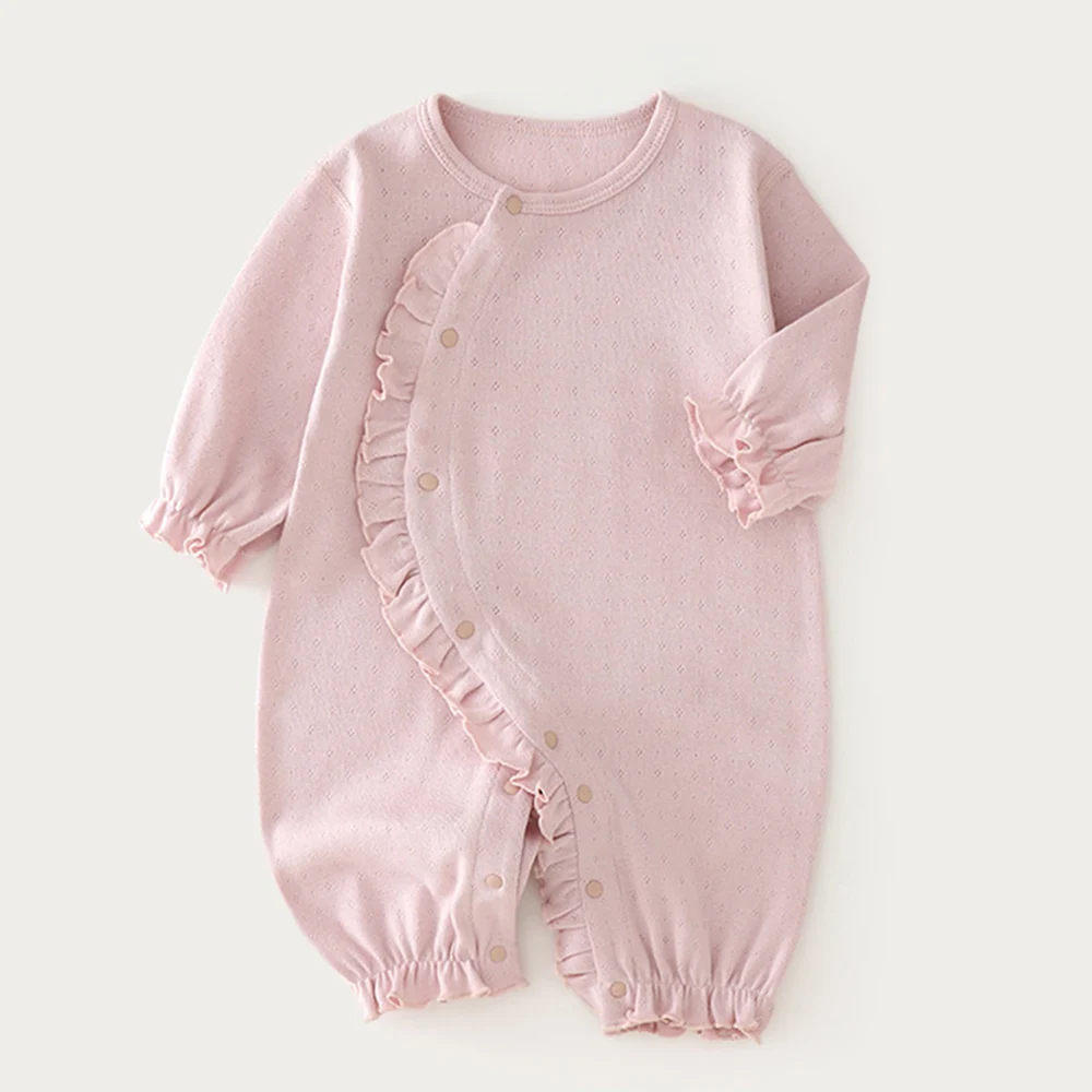 First Christmas Baby Girl Romper Long Sleeve 100% Cotton Newborn Clothes Solid Color Ruffles Spring Autumn Infant Jumpsuit