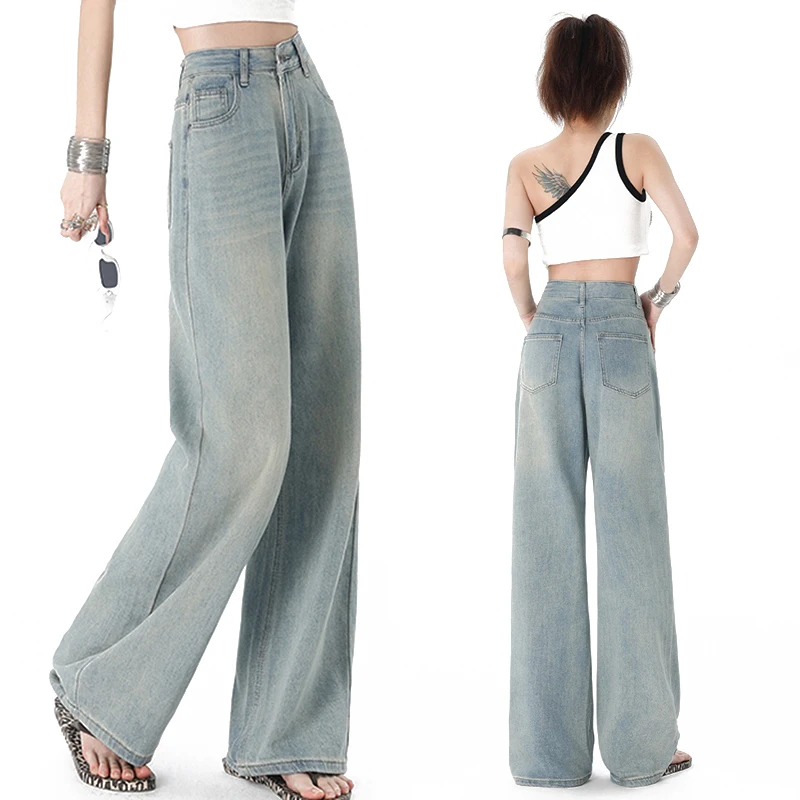 

Wide Leg Jeans For Women Loose Thin Hanging Feel New Straight High Waisted Denim Fashion Female Pants