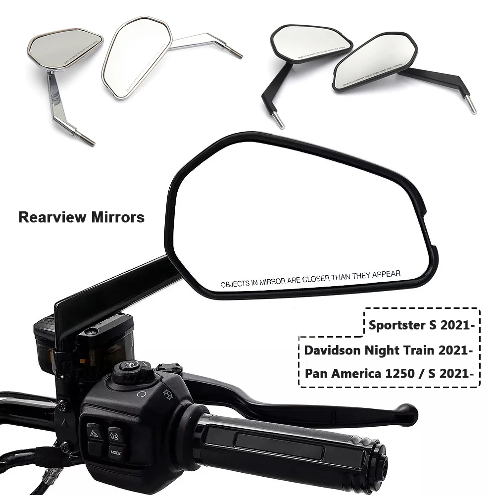 

Motorcycle Parts Rearview Mirrors Black/Silver For Pan America 1250 S Sportster S Night Train PA1250 Adjustable Side Mirrors