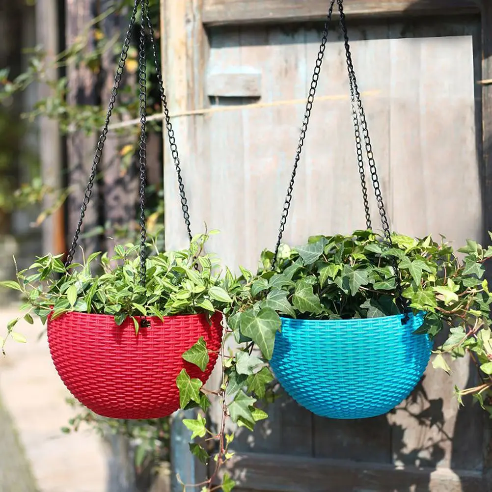 6pcs แขวนดอกไม้ตะกร้า 35 นิ้วโซ่เหล็กตะกร้า Feeder Plant CAGE ตะขอปรับได้สนิมตกแต่ง