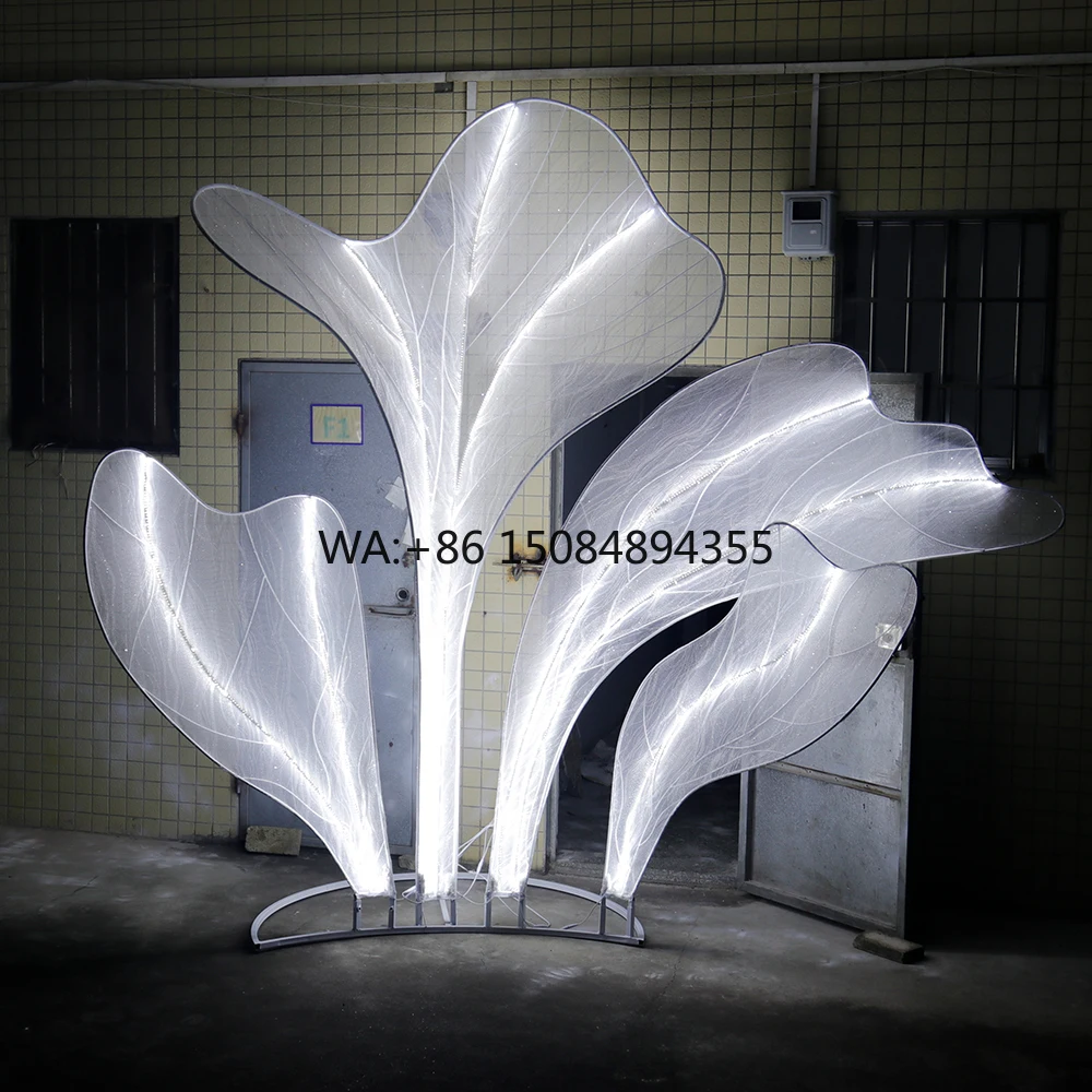 KUAJIE BG24245 Modern White Petal LED Backdrop Stand Iron Frame Wedding Stage Decoration Background