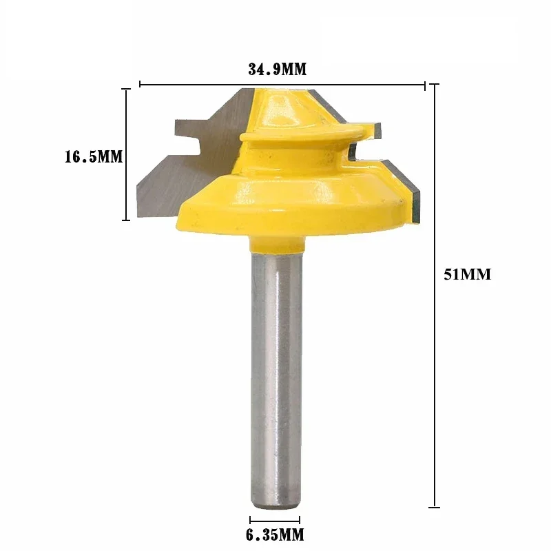 1PC 1/4 Inch Shank 45 Degree 1/2 Stock Lock Miter Router Bit Woodworking Tenon Milling Cutter Carbide Alloy