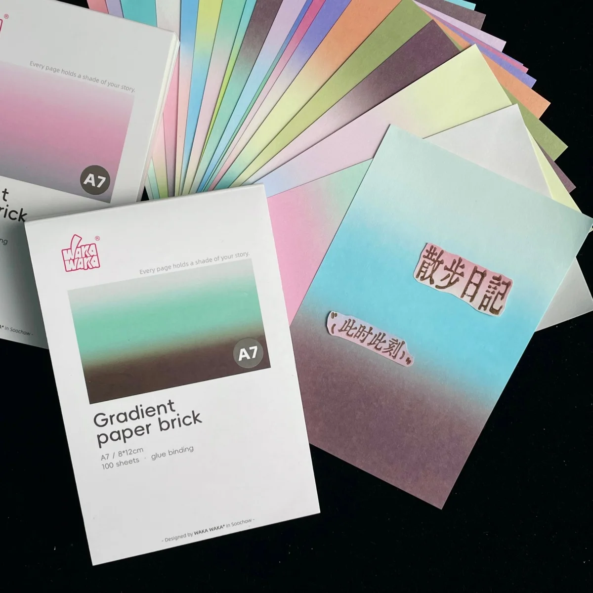 WAKAWAKA A7 Tear Off Note Pad 100 Sheets 10 Designs 120gsm Writing Paper for Stamping Journal Collage DIY A7 Binder Pages