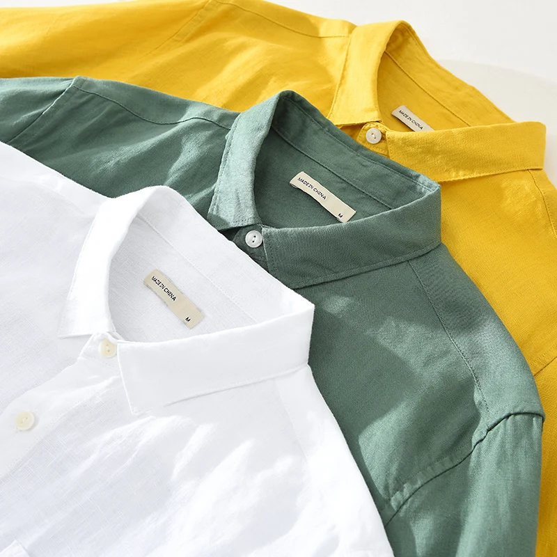 Designer New Three-quarter Sleeve Casual Trend Linen Brand Shirt Men Fashion Comfortable Top Clothes Camisas De Hombre Chemise