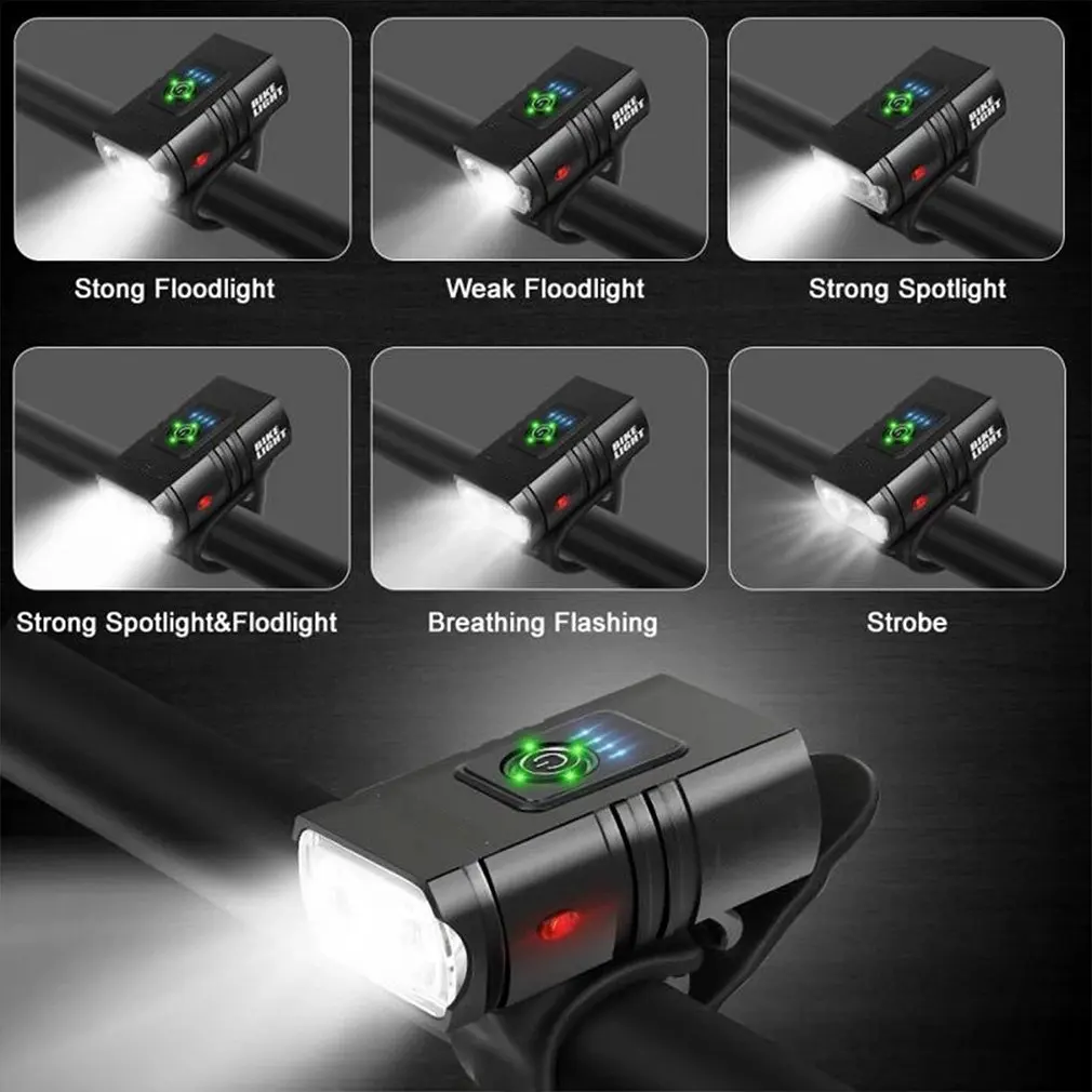 LED Bicycle Light 2000LM USB Rechargeable Power Display MTB Mountain Road Bike Front Lamp Flashlight Cycling Equipment